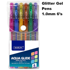 Marlin Gel Glide Glitter Gel Pens 6's